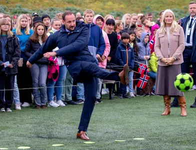 La princesse Mette-Marit et le prince Haakon de Norvège en visite dans le comté de Viken, le 29 septembre 2021