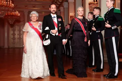 Les princesses Astrid et Mette-Marit et le prince Haakon de Norvège, à Oslo le 25 octobre 2018