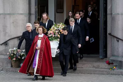Le prince Haakon de Norvège, la princesse Märtha Louise et ses filles à Oslo le 3 janvier 2019