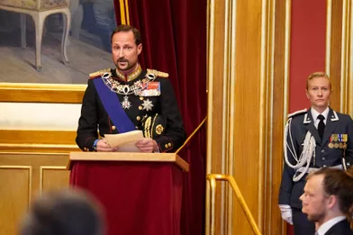 Le prince héritier Haakon de Norvège lors de l'ouverture du Storting à Oslo, le 2 octobre 2020 