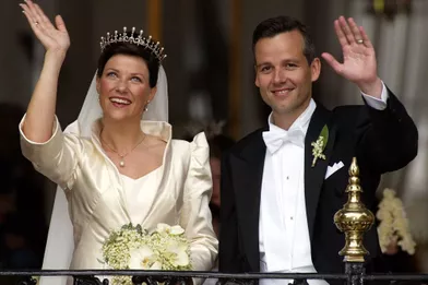 La princesse Märtha Louise de Norvège et Ari Behn, le 24 mai 2002, jour de leur mariage