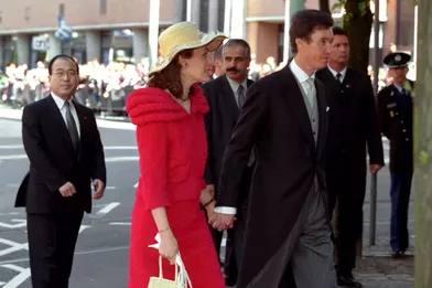 Le prince Guillaume et la princesse Sybilla de Luxembourg aumariage du prince Constantijn des Pays-Bas et de Laurentien Brinkhorst, le 19 mai 2001