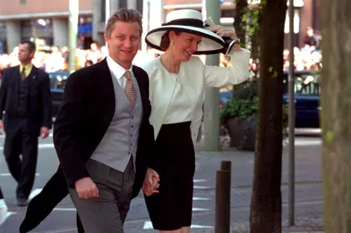 Le prince Philippe et la princesse Mathilde de Belgique aumariage du prince Constantijn des Pays-Bas et de Laurentien Brinkhorst, le 19 mai 2001