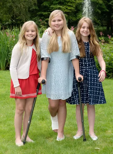 La princesse Catharina-Amalia des Pays-Bas avec ses sœurs, le 8 juillet 2016