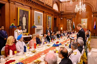 La reine Maxima et le roi Willem-Alexander des Pays-Bas à New Delhi, le 14 octobre 2019