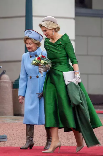 Les reines Sonja de Norvège etMaxima des Pays-Bas àOslo, le 9 novembre 2021