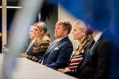 La reine Maxima et le roi Willem-Alexander des Pays-Bas avec la princesse Mette-Marit de Norvègeà Oslo, le 10 novembre 2021