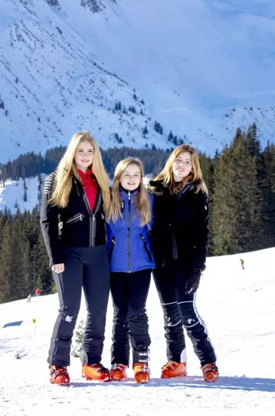 Les princesses Catharina-Amalia, Ariane et Alexia des Pays-Bas à Lech, le 25 février 2019