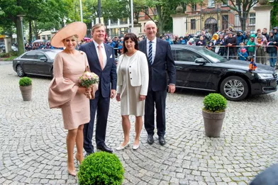 La reine Maxima et le roi Willem-Alexander des Pays-Bas avec le Premier ministre du Land du Brandebourg à Potsdam, le 22 mai 2019