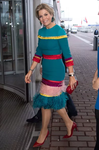 La reine Maxima des Pays-Bas arrive au Muziekgebouw aan 't IJ à Amsterdam, le 26 novembre 2018