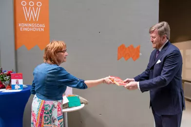 Le roi Willem-Alexander des Pays-Bas à Eindhoven, le 27 avril 2021
