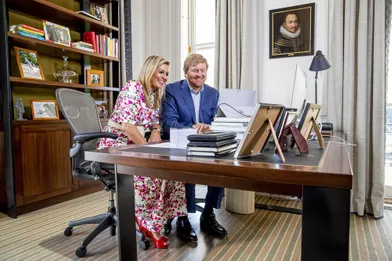 La reine Maxima et le roi Willem-Alexander des Pays-Bas à La Haye, le 27 avril 2020
