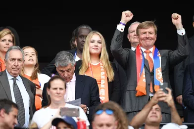 Le roi Willem-Alexander des Pays-Bas et ses filles les princesses Catharina-Amalia et Ariane à Lyon, le 7 juillet 2019