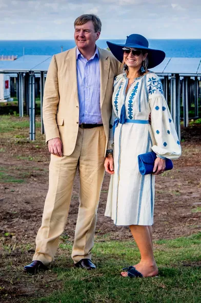 La reine Maxima et le roi Willem-Alexander des Pays-Bas sur l'île de Saint-Eustache, le 30 novembre 2017