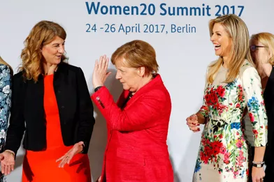 La reine Maxima des Pays-Bas avec Angela Merkel à Berlin, le 25 avril 2017
