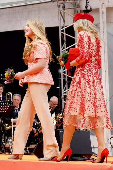 La princesse Catharina-Amalia et la reine Maxima des Pays-Bas, à Groningen le 27 avril 2018
