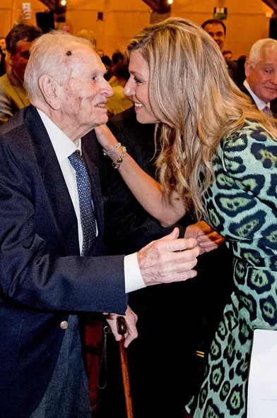 La reine Maxima des Pays-Bas avec son père Jorge Zorreguieta à Buenos-Aires, le 11 octobre 2016