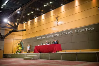 La reine Maxima des Pays-Bas à l'Université catholique argentine à Buenos-Aires, le 11 octobre 2016