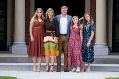 La reine Maxima et le roi Willem-Alexander des Pays-Bas avec leurs trois filles, les princesses Catharina-Amalia, Ariane et Alexia, à La Haye le 19 juillet 2019