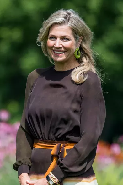 Les boucles d'oreille de la reine Maxima des Pays-Bas à La Haye, le 19 juillet 2019