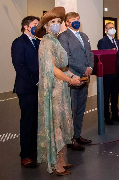 La reine Maxima des Pays-Bas dans une robe Natan à Berlin, le 7 juillet 2021