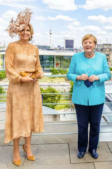 La reine Maxima des Pays-Bas dans une robe Natan à Berlin, le 6 juillet 2021