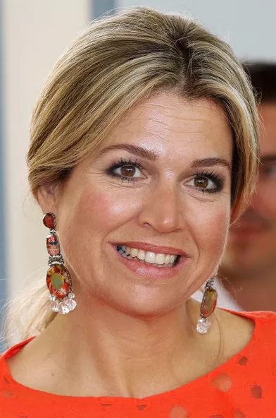 Les boucles d'oreille de la reine Maxima des Pays-Bas, le 2 mai 2015