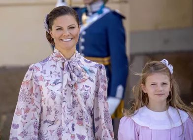 Les princesses Victoria et Estelle de Suède, à Drottningholm le 14 août 2021