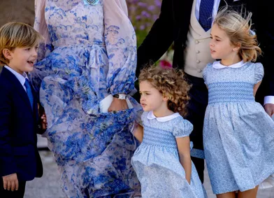 Le prince Nicolas et les princesses Adrienne et Leonore de Suède, à Drottningholm le 14 août 2021