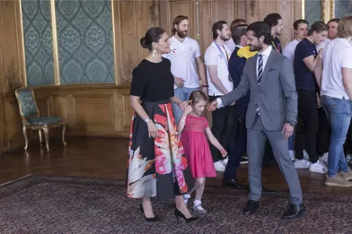 Les princesses Victoria et Estelle et le prince Carl Philip de Suède à Stockholm, le 22 mai 2017