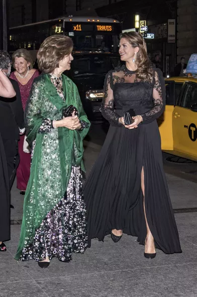 La reine Silvia et la princesse Madeleine de Suède à New York, le 2 octobre 2017