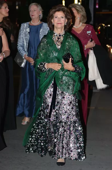 La reine Silvia de Suède à New York, le 2 octobre 2017