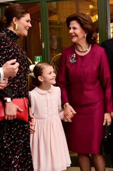 Les princesses Victoria et Estelle et la reine Silvia de Suède à Stockholm, le 18 décembre 2018