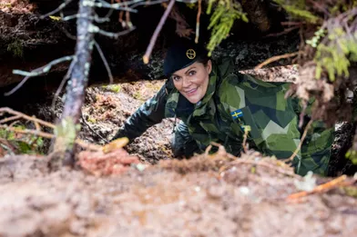 La princesse héritière de Suède lors d'un exercice militaire de frontière en Dalécarlie, le 29 septembre 2021