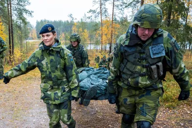 La princesse héritière de Suède lors d'un exercice militaire en Dalécarlie, le 29 septembre 2021