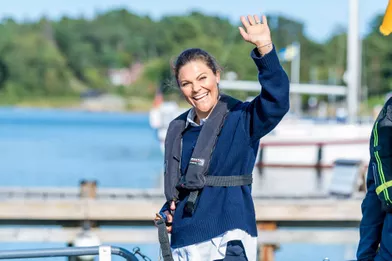 La princesse héritière Victoria de Suède sur l'île d'Utö, le 24 août 2021