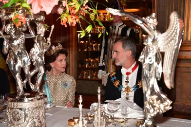 La reine Silviade Suède et le roi Felipe VI d'Espagneà Stockholm, le 24 novembre 2021