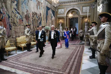 La famille royale de Suède avec le couple présidentiel sud-coréen à Stockholm, le 14 juin 2019