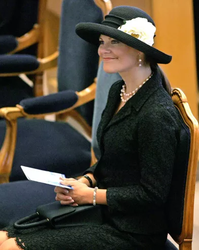 Le chapeau de la princesse Victoria de Suède lors de la rentrée parlementaire à Stockholm, le 3 octobre 2006