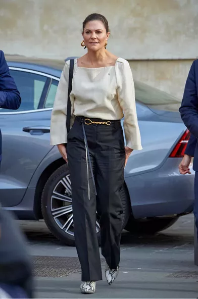La princesse Victoria de Suède dans un topToteme à Rome, le 18 octobre 2021