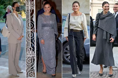 Les quatre looks de la princesse Victoria de Suède en visite commerciale à Rome et Turin, du 18 au 20 octobre 2021