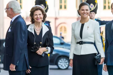 La reine Silvia et la princesse héritière Victoria de Suède à Stockholm, le 14 septembre 2021