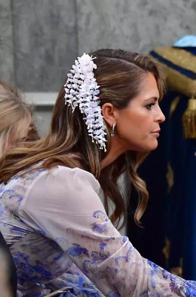 La fleur de cheveux de la princesse Madeleine de Suède, le 14 août 2021