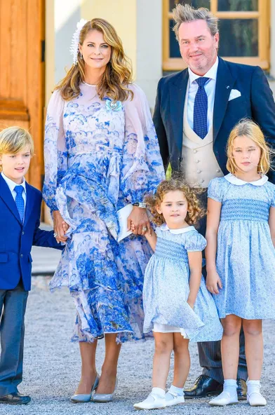 La princesse Madeleine de Suède, au baptême de son neveu le prince Julian le 14 août 2021