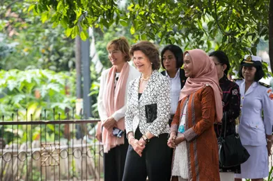 La reine Silvia de Suède à Jakarta, le 23 mai 2017