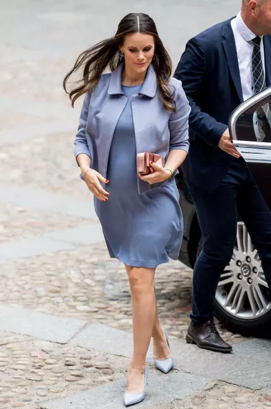 La princesse Sofia de Suède, née Hellqvist, à son arrivée à l'Hôtel de ville de Stockholm, le 9 juin 2017
