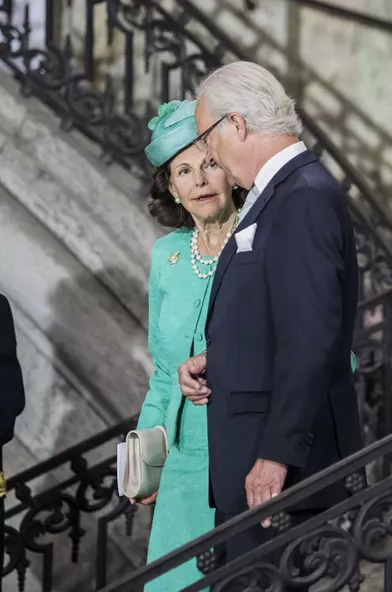 La reine Silvia et le roi Carl XVI Gustavaux 40 ans de la princesse Victoria, le 14 juillet 2017.