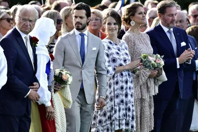 La princesse Madeleine, son mari Chris, la princesse Sofia et le prince Carl Philipaux 40 ans de la princesse Victoria, le 14 juillet 2017.