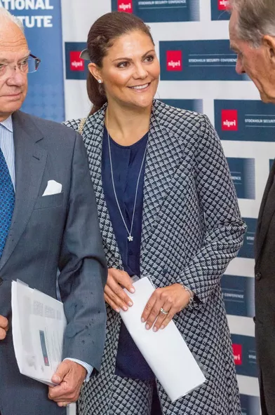 La princesse Victoria de Suède et le prince Carl XVI Gustaf à Gustavsberg, le 14 septembre 2017