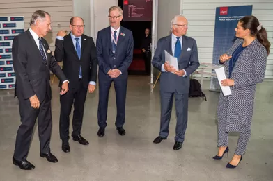 La princesse Victoria et le prince Carl XVI Gustaf de Suède à Gustavsberg, le 14 septembre 2017